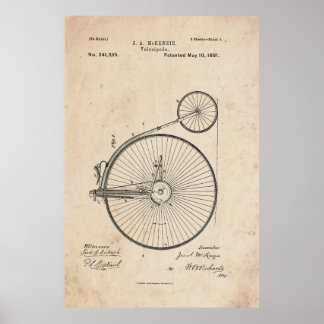 Antique Bicycle Patent Print Poster