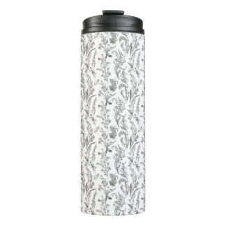 Antique Black White Toile Floral Pattern Vintage Thermosbecher