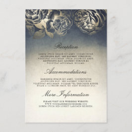 Antique Blue and Gold Hochzeitshilfegänger Begleitkarte