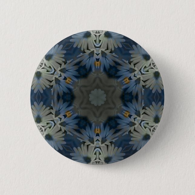 Antique Blue Daisy Floral Button (Vorderseite)