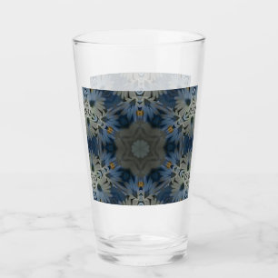 Antique Blue Daisy Floral Glas