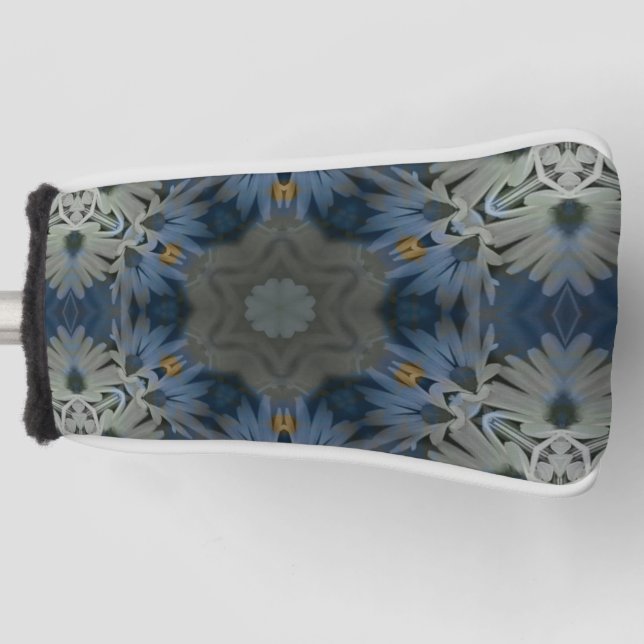 Antique Blue Daisy Floral Golf Headcover (Vorderseite)