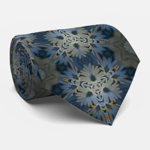 Antique Blue Daisy Floral Krawatte