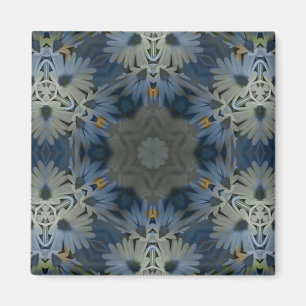 Antique Blue Daisy Floral Magnet