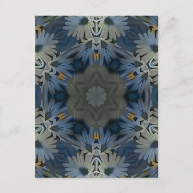 Antique Blue Daisy Floral Postkarte (Vorderseite)