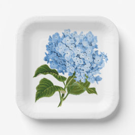 Antique Blue Hydrangea Blossom Pappteller