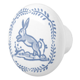 Antique Blue White Rabbit Delft Dedham Keramikknauf