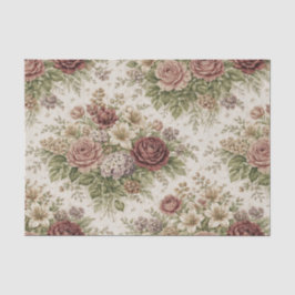Antique Blush Rose Garden Pattern Seidenpapier