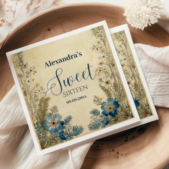 Antique Botanical Art Nouveau Sweet Sixteen Serviette (Von Creator hochgeladen)