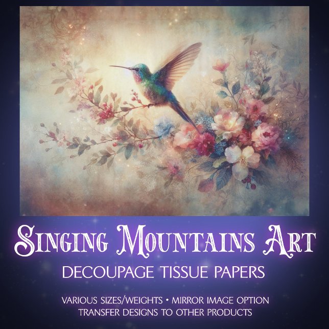 Antique Botanical Hummingbird Art Decoupage Seidenpapier (Von Creator hochgeladen)