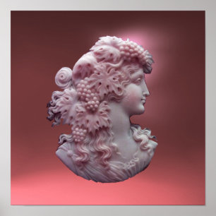 ANTIQUE CAMEO, LADY MIT GRABEN UND GRAPEVINEN POSTER