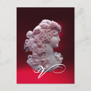 ANTIQUE CAMEO, LADY MIT GRAPEN MONOGRAM FEIERTAGSPOSTKARTE