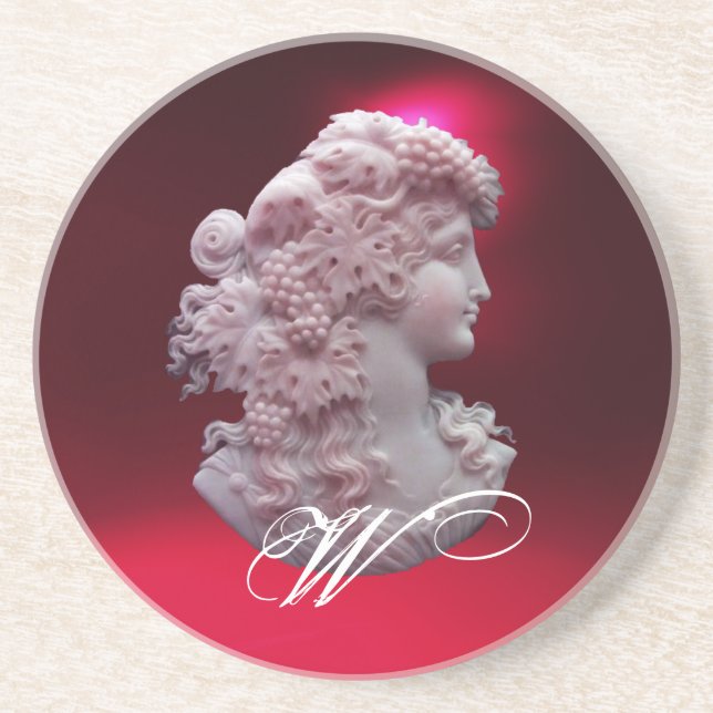 ANTIQUE CAMEO, LADY MIT GRAPEN MONOGRAM GETRÄNKEUNTERSETZER (Vorne)