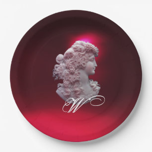 ANTIQUE CAMEO, LADY MIT GRAPEN MONOGRAM PAPPTELLER