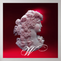 ANTIQUE CAMEO, LADY MIT GRAPEN MONOGRAM