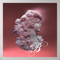ANTIQUE CAMEO, LADY MIT GRAPEN MONOGRAM