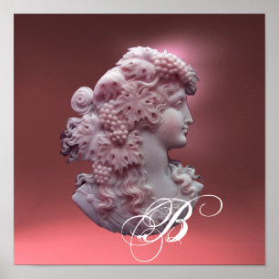 ANTIQUE CAMEO, LADY MIT GRAPEN MONOGRAM POSTER