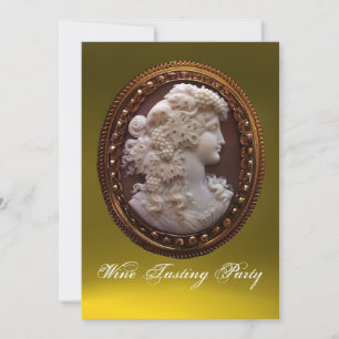 ANTIQUE CAMEO LADY, WEISSER GRABWEIN - PARTY EINLADUNG