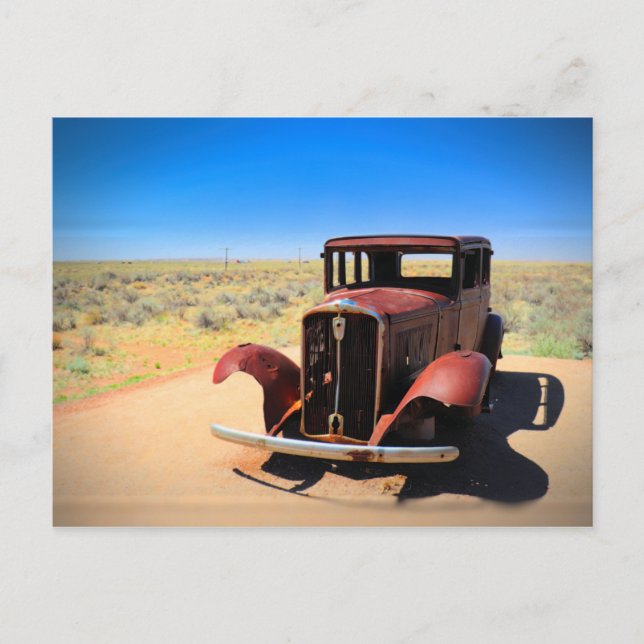 Antique Car on Historic Route 66 near Holbrook AZ Postkarte (Vorderseite)