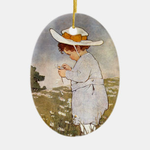 Antique Child Picking - Blume Keramikornament