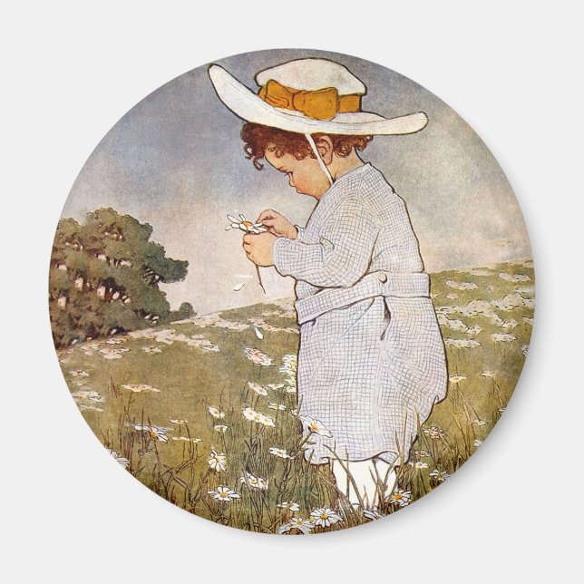 Antique Child Picking - Blume Magnet (Vorne)