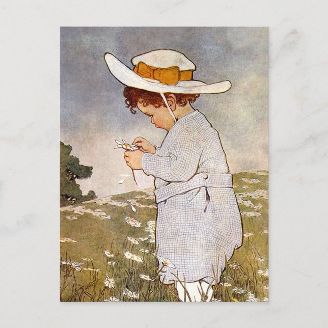 Antique Child Picking - Blume Postkarte (Vorderseite)
