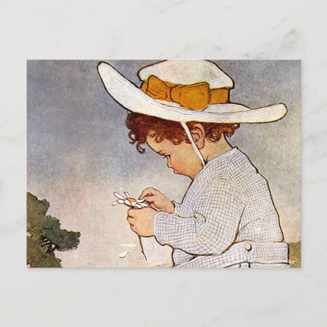 Antique Child Picking - Blume Postkarte (Vorderseite)