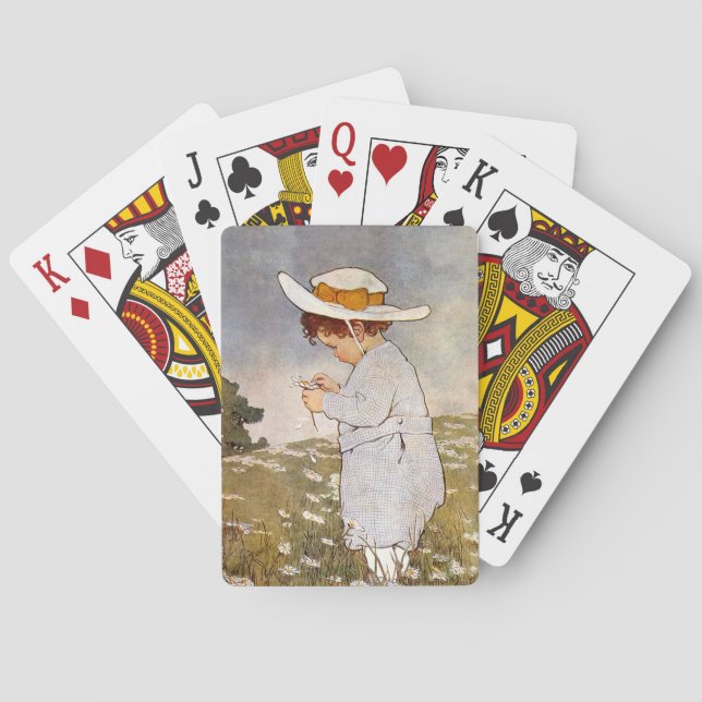 Antique Child Picking - Blume Spielkarten (Rückseite)