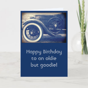 Antique Classic Car Blue Happy Birthday Karte