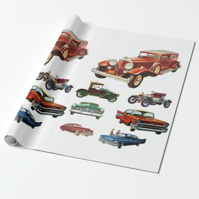 Antique Classic Vintage Autos Verkehr Kunst Geschenkpapier (Ungerollt)