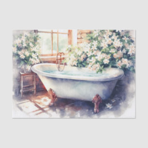 Antique Clawfoot Tub Jasmine Bathtub Decoupage Seidenpapier