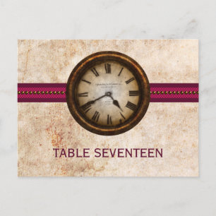 Antique Clock Tischnummer Postcard, Fuchsia