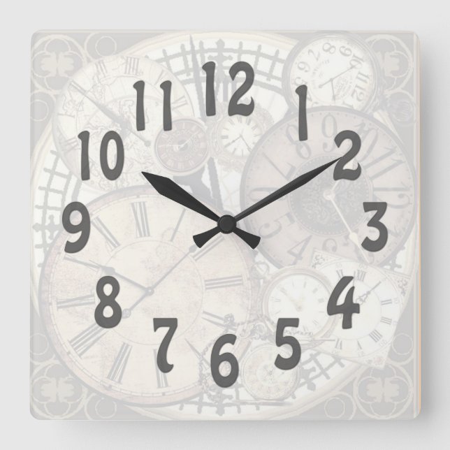 Antique Clocks Quadratische Wanduhr (Vorderseite)