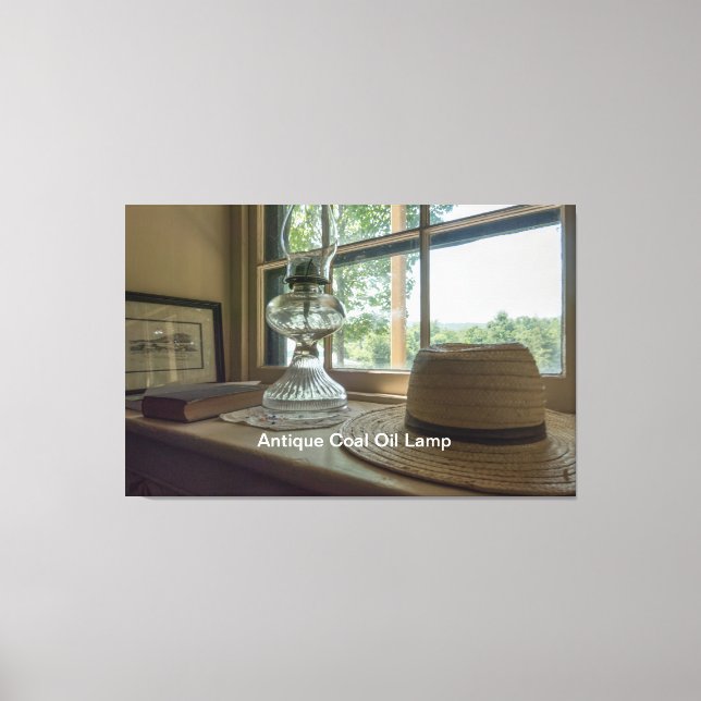 Antique Coal Oil Lamp and Straw Hat Leinwanddruck (Vorderseite)