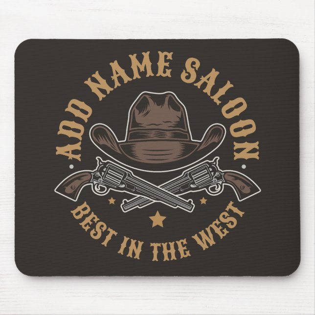 Antique Cowboy Guns ADNAME Old Wild West Saloon Mousepad (Vorne)