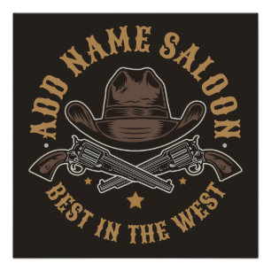Antique Cowboy Guns ADNAME Old Wild West Saloon Poster