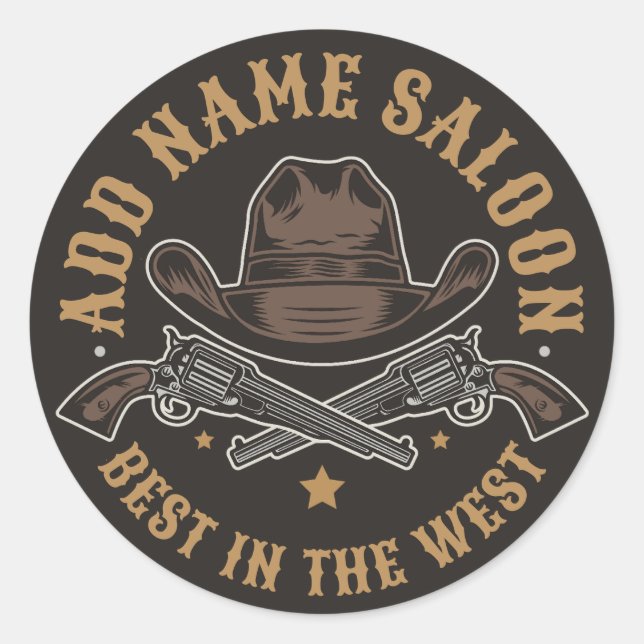 Antique Cowboy Guns ADNAME Old Wild West Saloon Runder Aufkleber (Vorderseite)