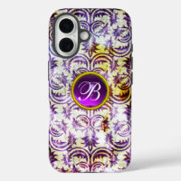 ANTIQUE DAMASK Lila Amethyst Monogramm schwarz