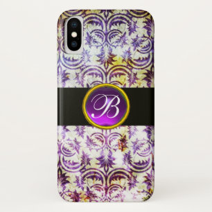 ANTIQUE DAMASK Lila Amethyst Monogramm schwarz Case-Mate iPhone Hülle