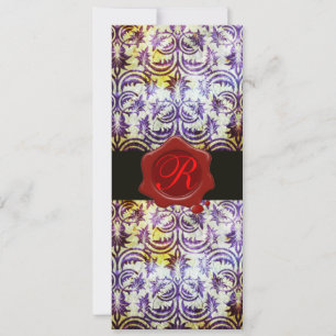 ANTIQUE DAMASK RED WAX SIEGEL MONOGRAM, lila Einladung