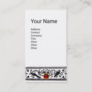 ANTIQUE DEKOR,TIERE,ROT RUBY,Weiß, Schwarz Blau Visitenkarte