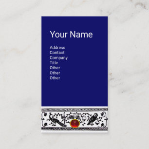 ANTIQUE DEKOR,TIERE,ROT RUBY,Weiß, Schwarz Blau Visitenkarte