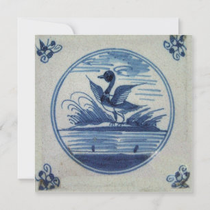 Antique Delft Blue Tile - Ente im Wasser