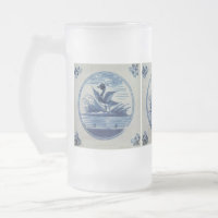 Antique Delft Blue Tile - Ente im Wasser