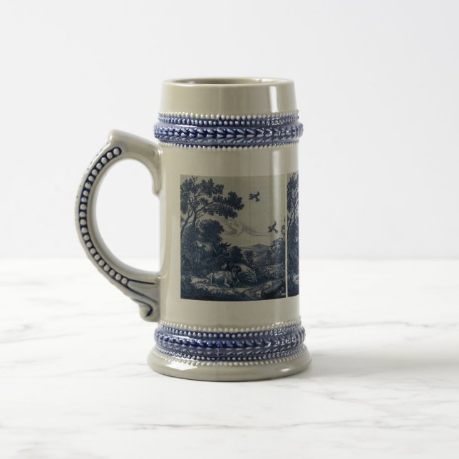 Antique Delft Blue Tile - Rinder und Vögel Bierglas (Links)
