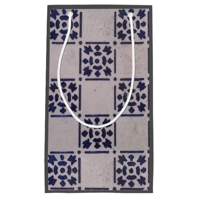 Antique Delft Tile Blue: Klassisches niederländisc Kleine Geschenktüte (Vorderseite)