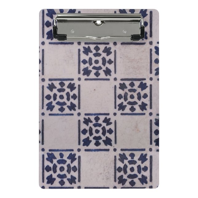Antique Delft Tile Blue: Klassisches niederländisc Mini Klemmbrett (Vorderseite)