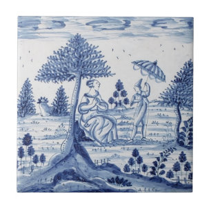 Antique Delft Tile-Pastoral Scene-Blue & White-1 Fliese