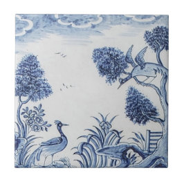 Antique Delft Tile-Pastoral Scene-Blue & White-7 Fliese