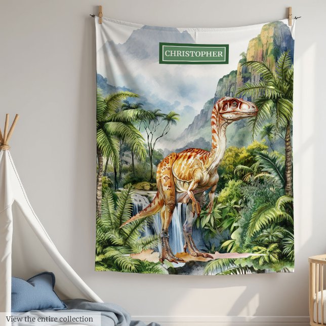 Antique Dinosaur Blanket Personalisierter Name des Fleecedecke (Antique Dinosaur Blanket Personalized with Child Name)
